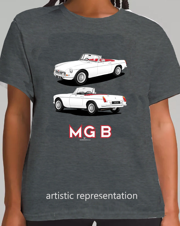 MG B Roadster Mk1 in White and Red Art T Shirt