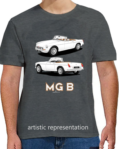 MG B Roadster Mk1 in White and Tan Art T Shirt