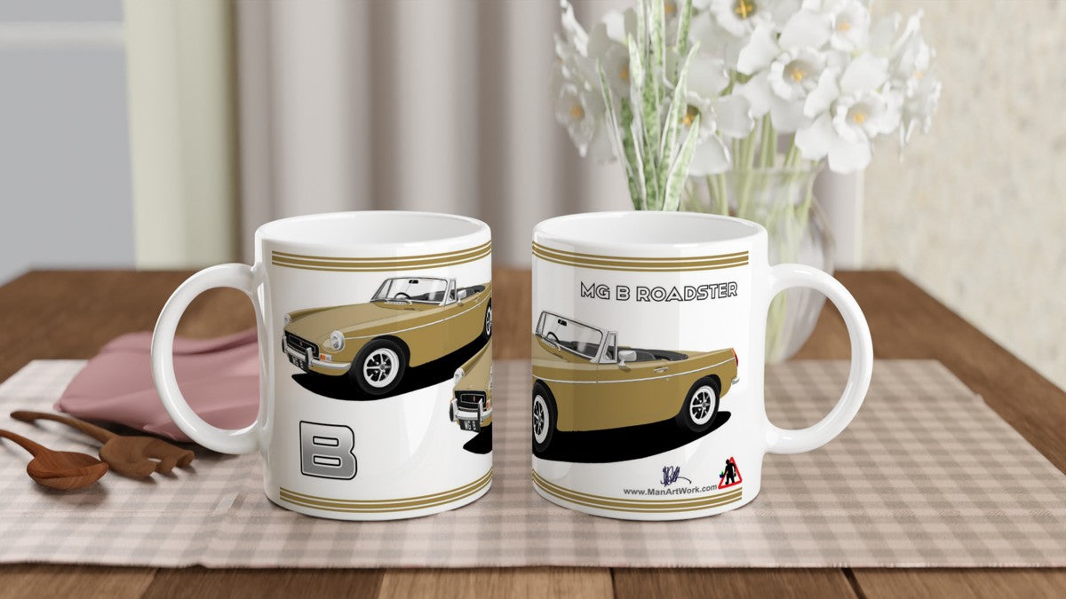 MG B Roadster Mk2 in Gold Art Mug