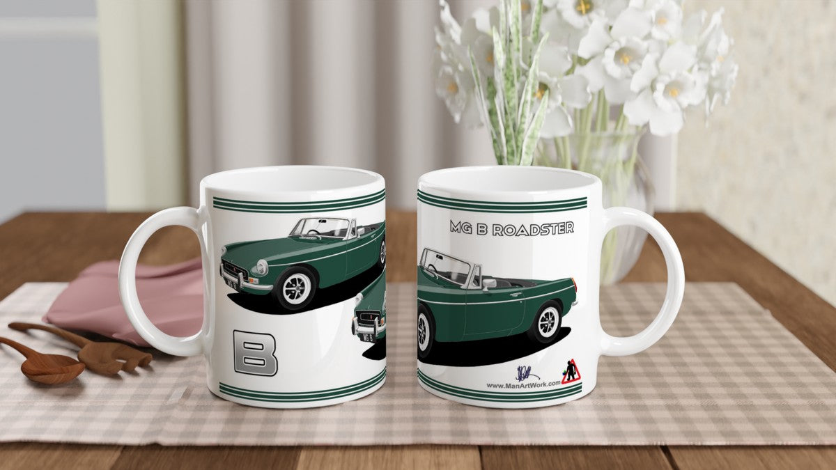 MG B Roadster Mk2 in Green Art Mug