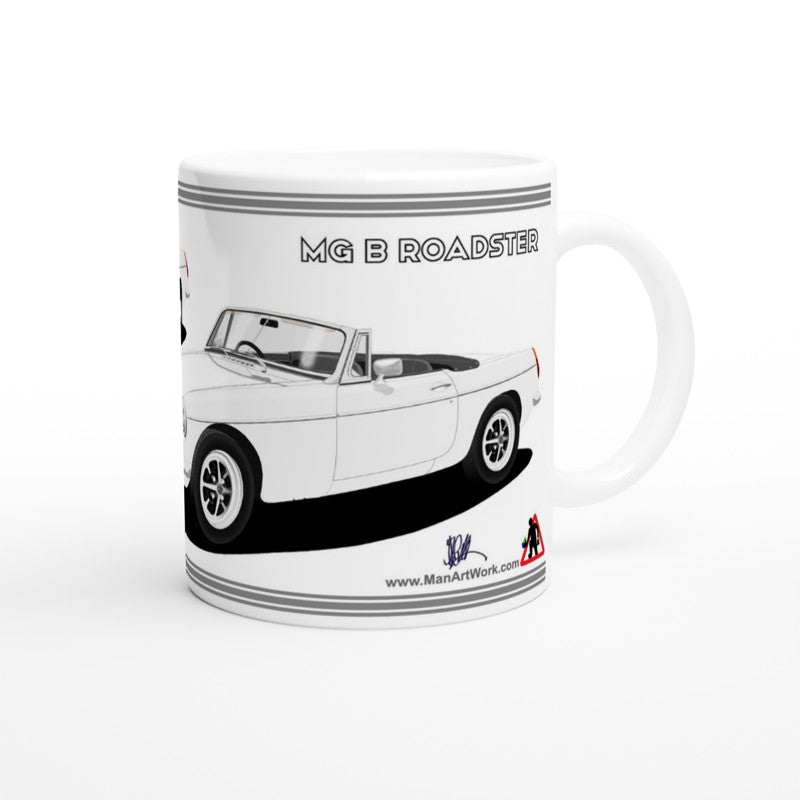 MG B Roadster Mk2 in White Art Mug