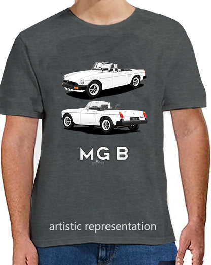 MG B Roadster MK4 in White T Shirt