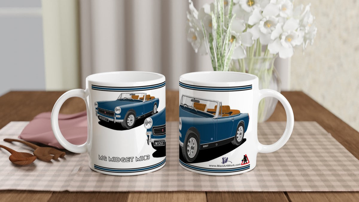 MG Midget Mk3 in Blue Art Mug