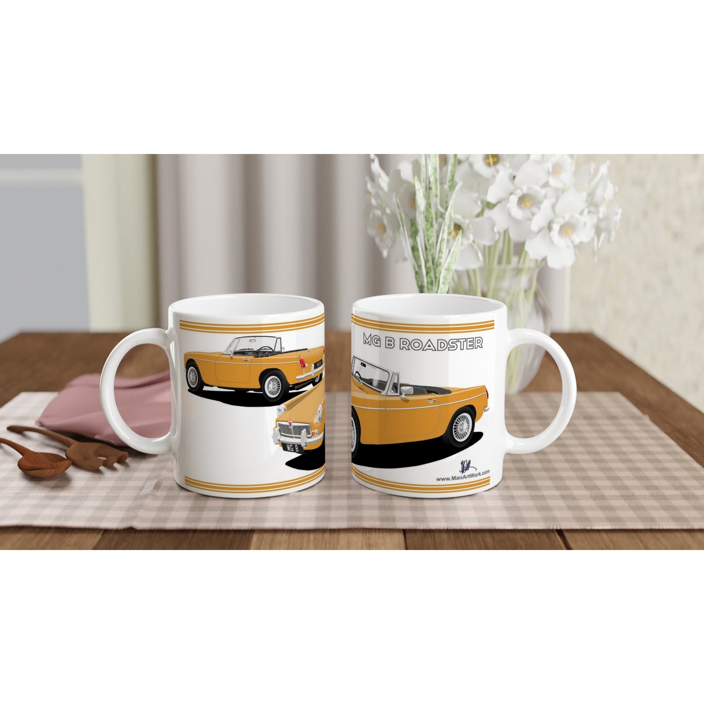 MG B Roadster Mk1 in Orange Art Mug