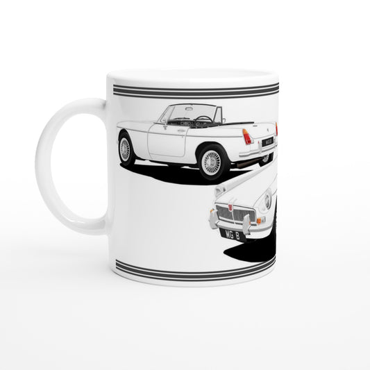 MG B Roadster Mk1 in White Art Mug