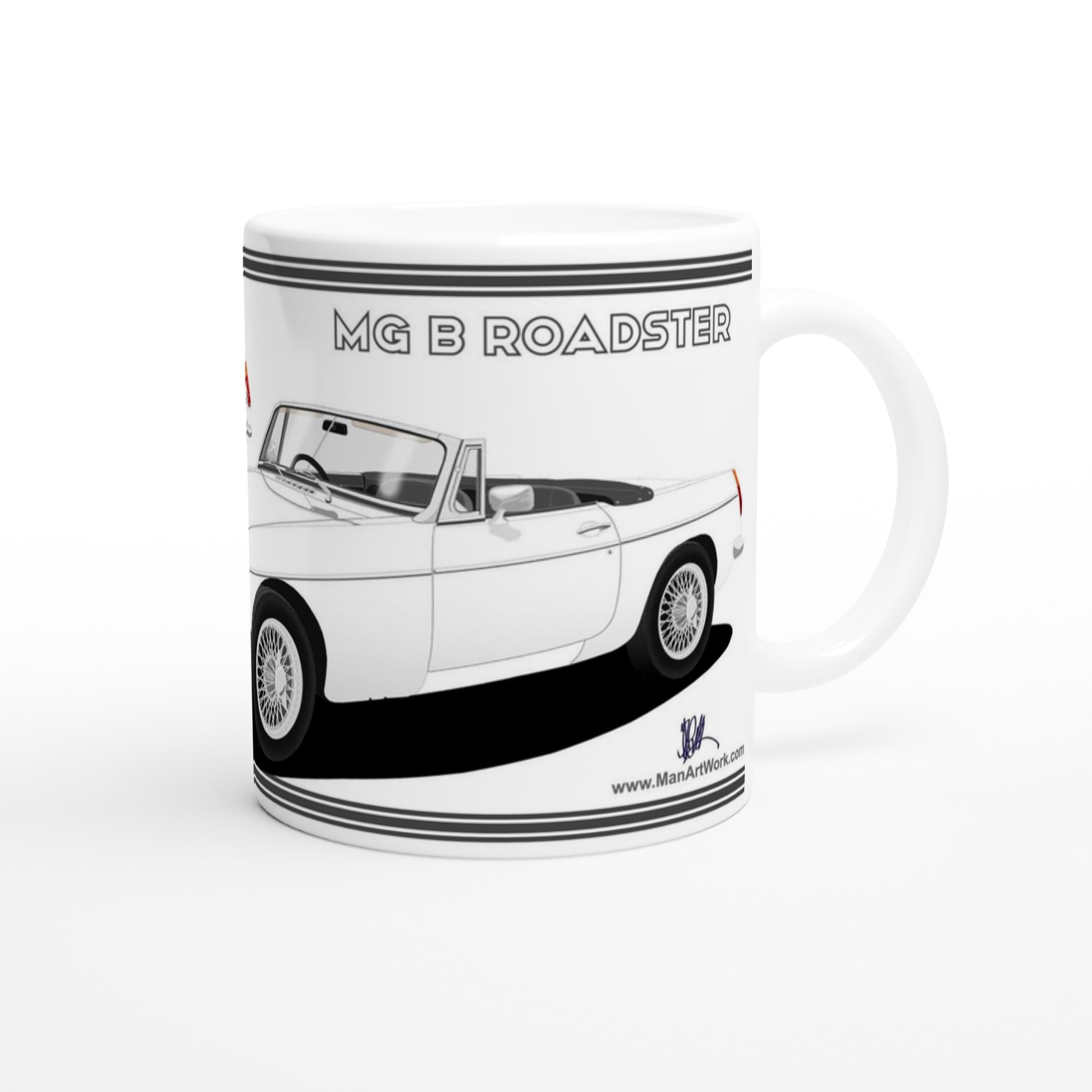 MG B Roadster Mk1 in White Art Mug