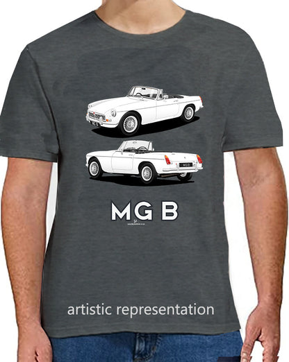 MG B Roadster Mk1 in White & Black Art T Shirt