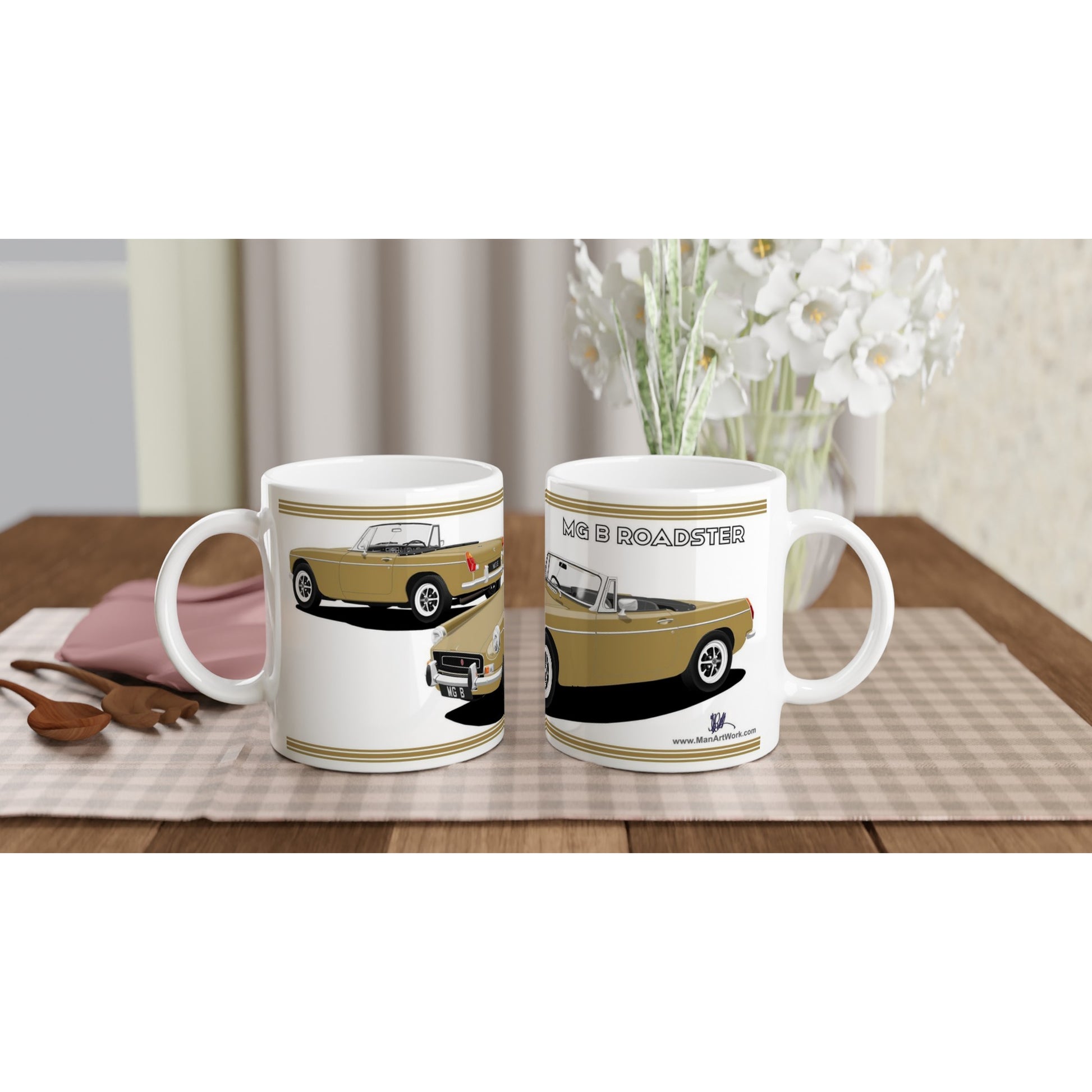 MG B Roadster Mk2 in Gold Art Mug