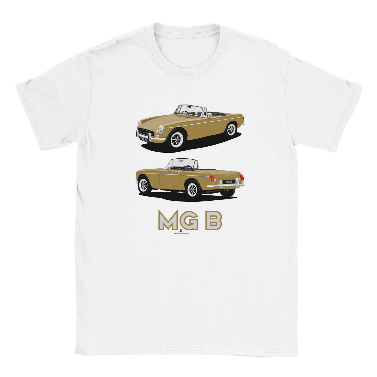 MG B Roadster Mk2 in Gold Art T Shirt
