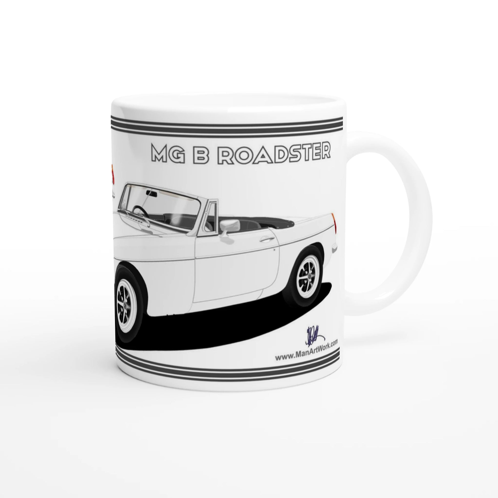 MG B Roadster Mk2 in White Art Mug