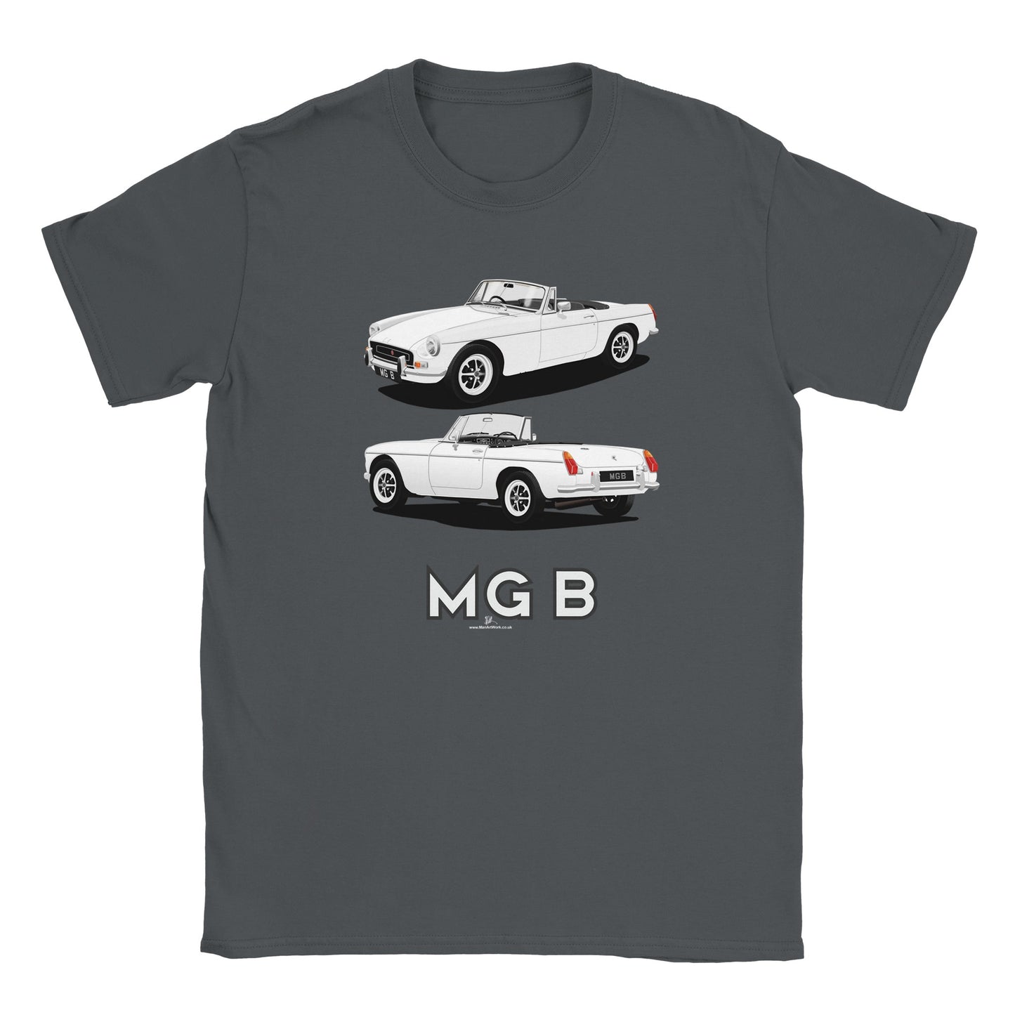 MG B Roadster Mk2 in White & Black Art T Shirt