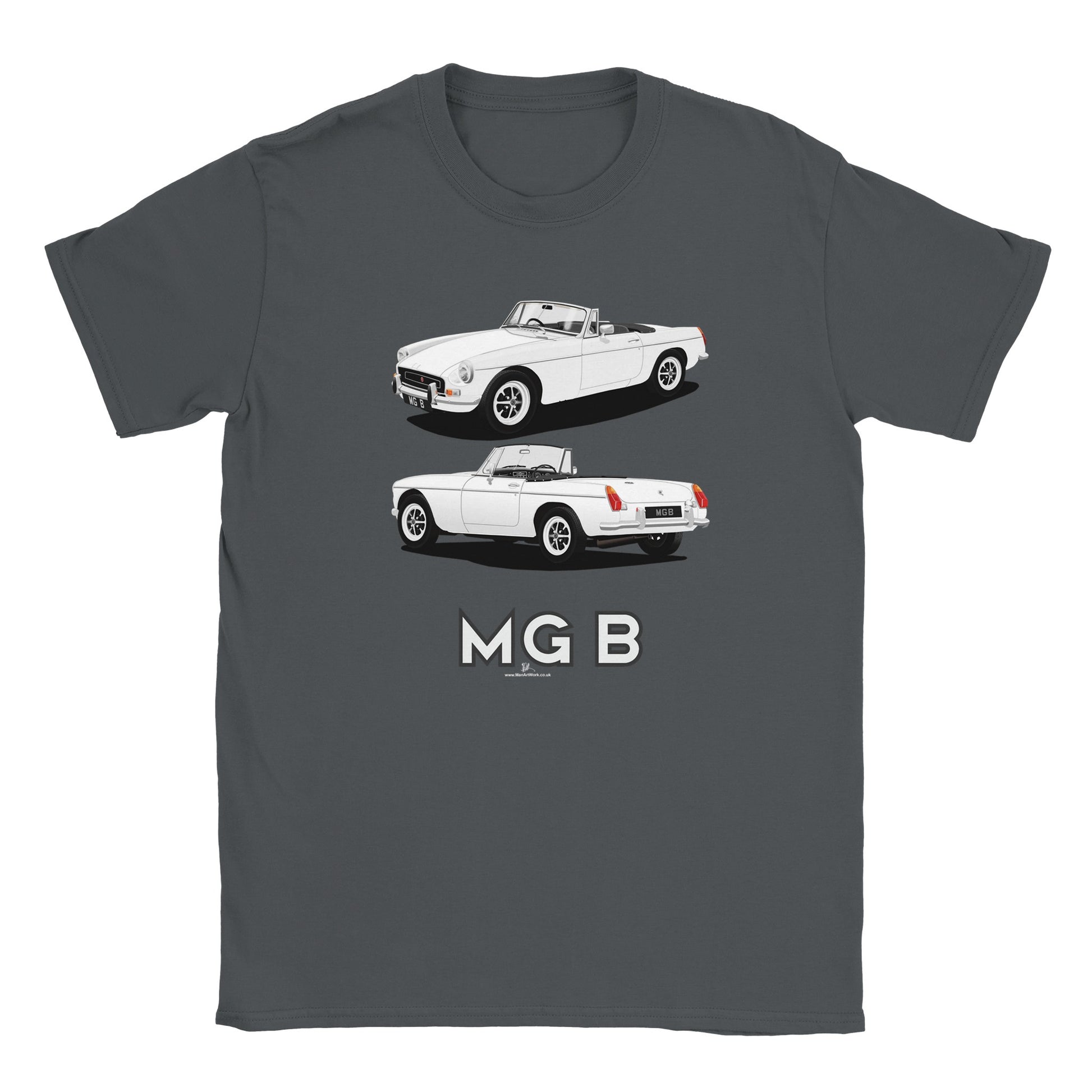 MG B Roadster Mk2 in White & Black Art T Shirt