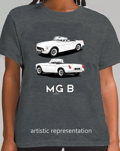 MG B Roadster Mk2 in White & Black Art T Shirt
