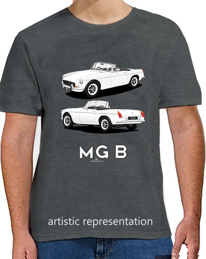 MG B Roadster Mk2 in White & Black Art T Shirt