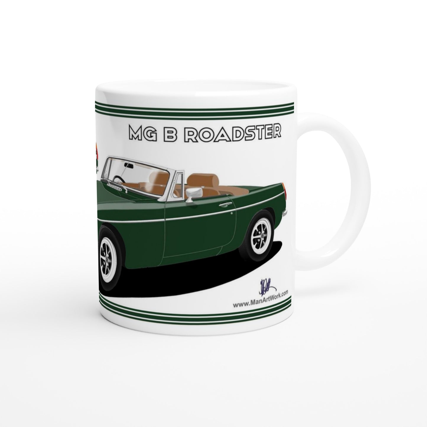 MG B Roadster Mk3 in Green Art Mug