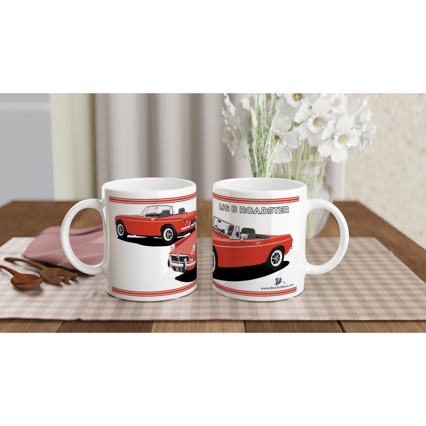 MG B Roadster Mk3 in Orange Art Mug