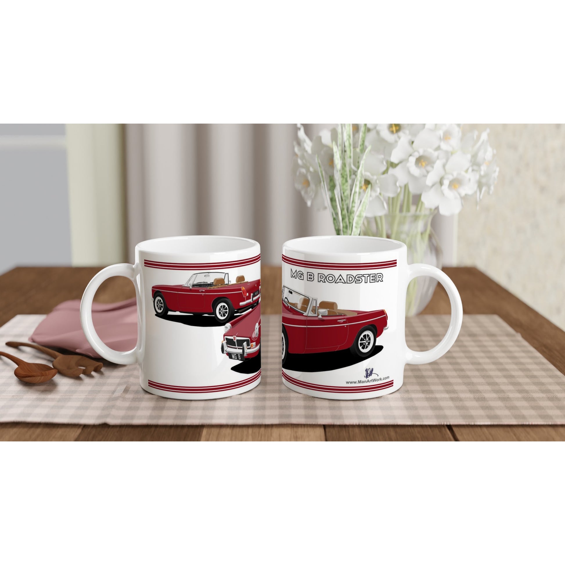 MG B Roadster Mk3 in Red Art Mug