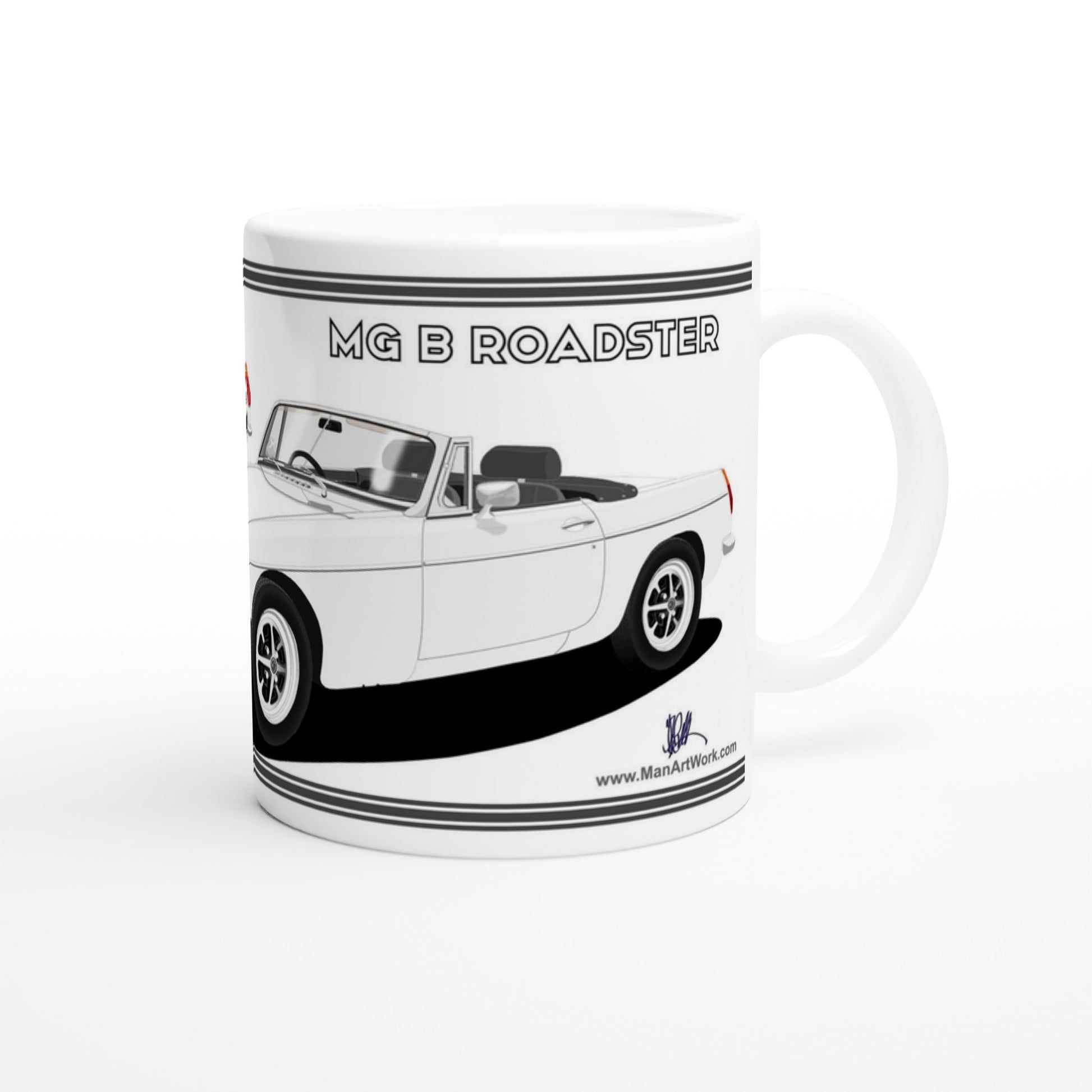MG B Roadster Mk3 in White Art Mug