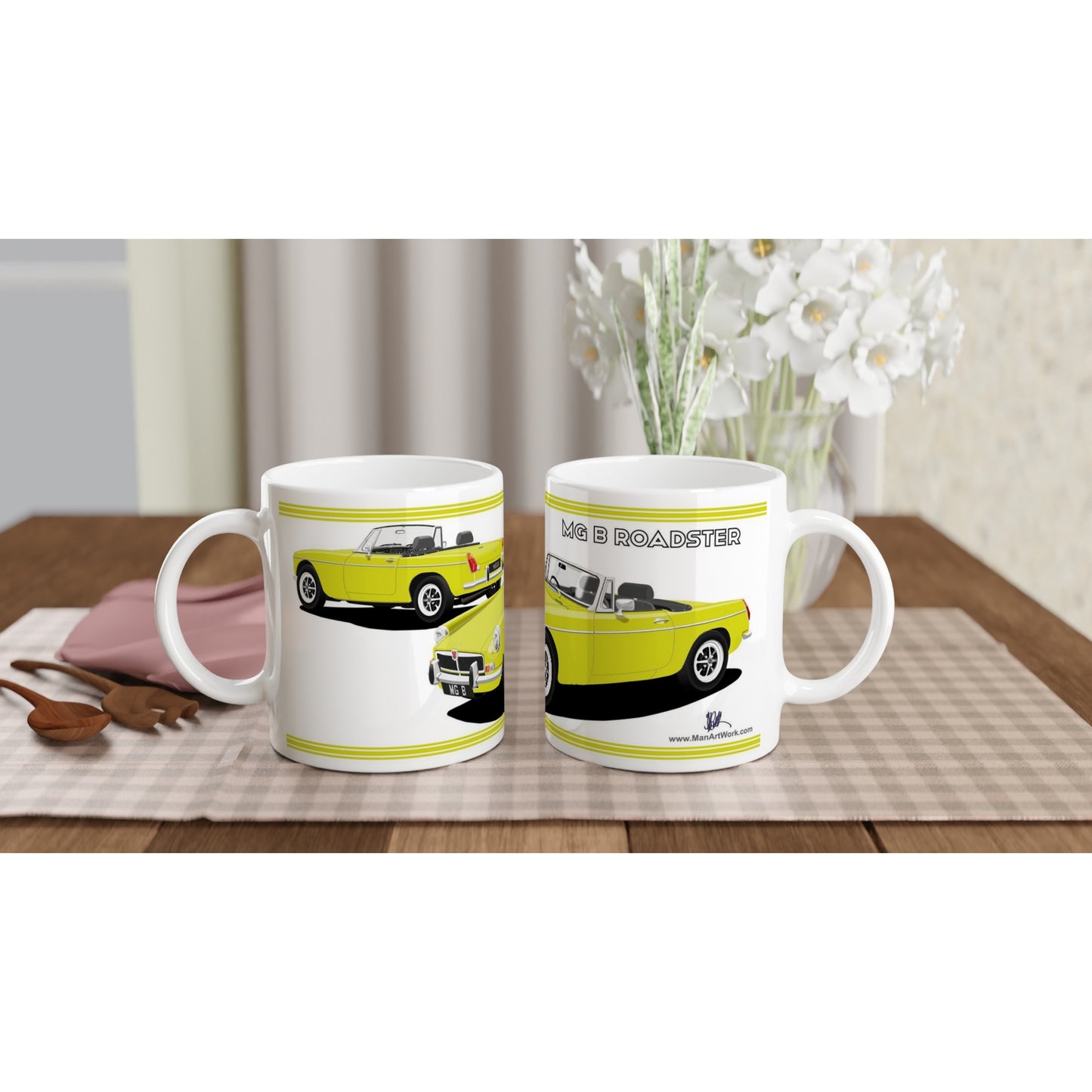 MG B Roadster Mk3 in Yellow Art Mug
