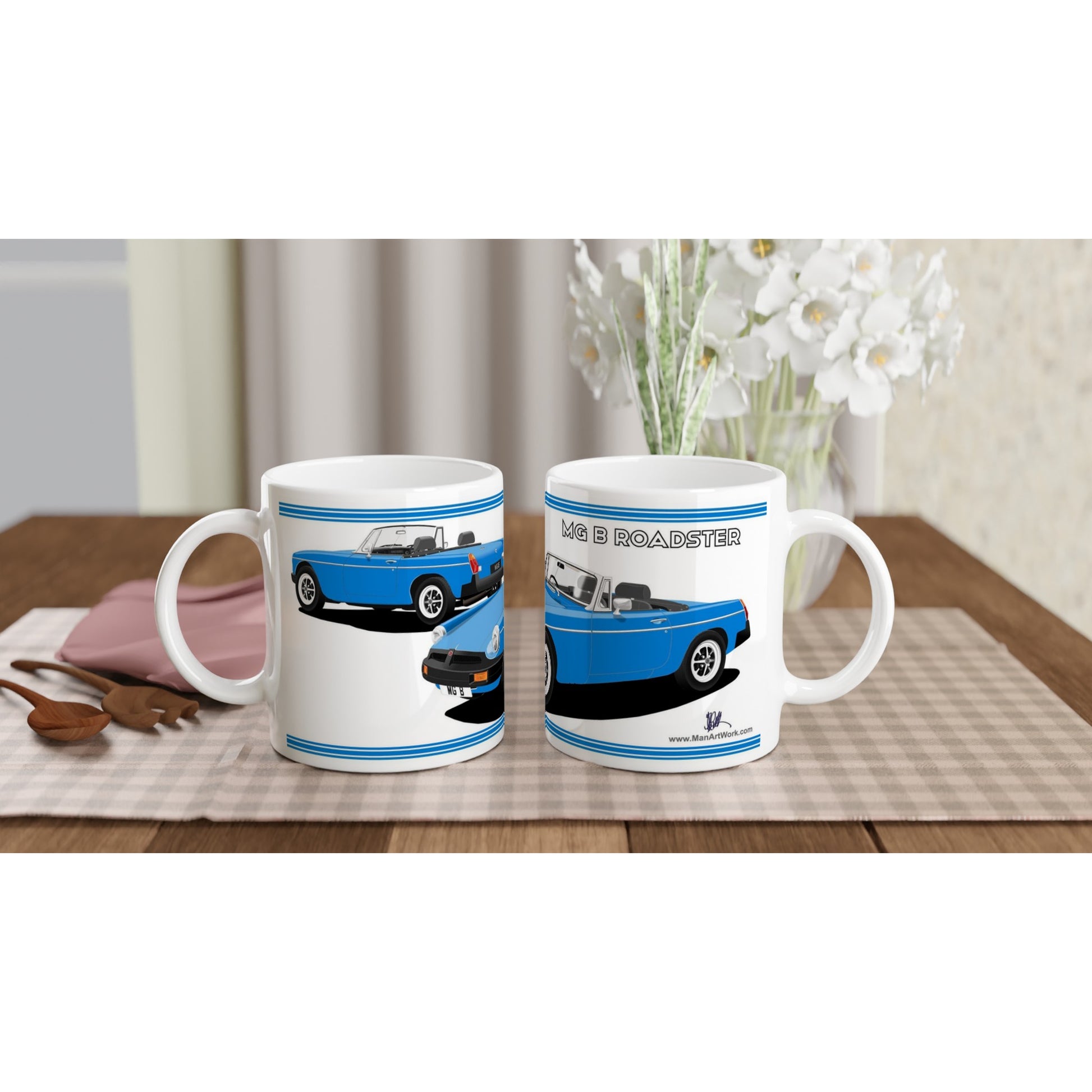 MG B Roadster Mk4 in Blue Art Mug