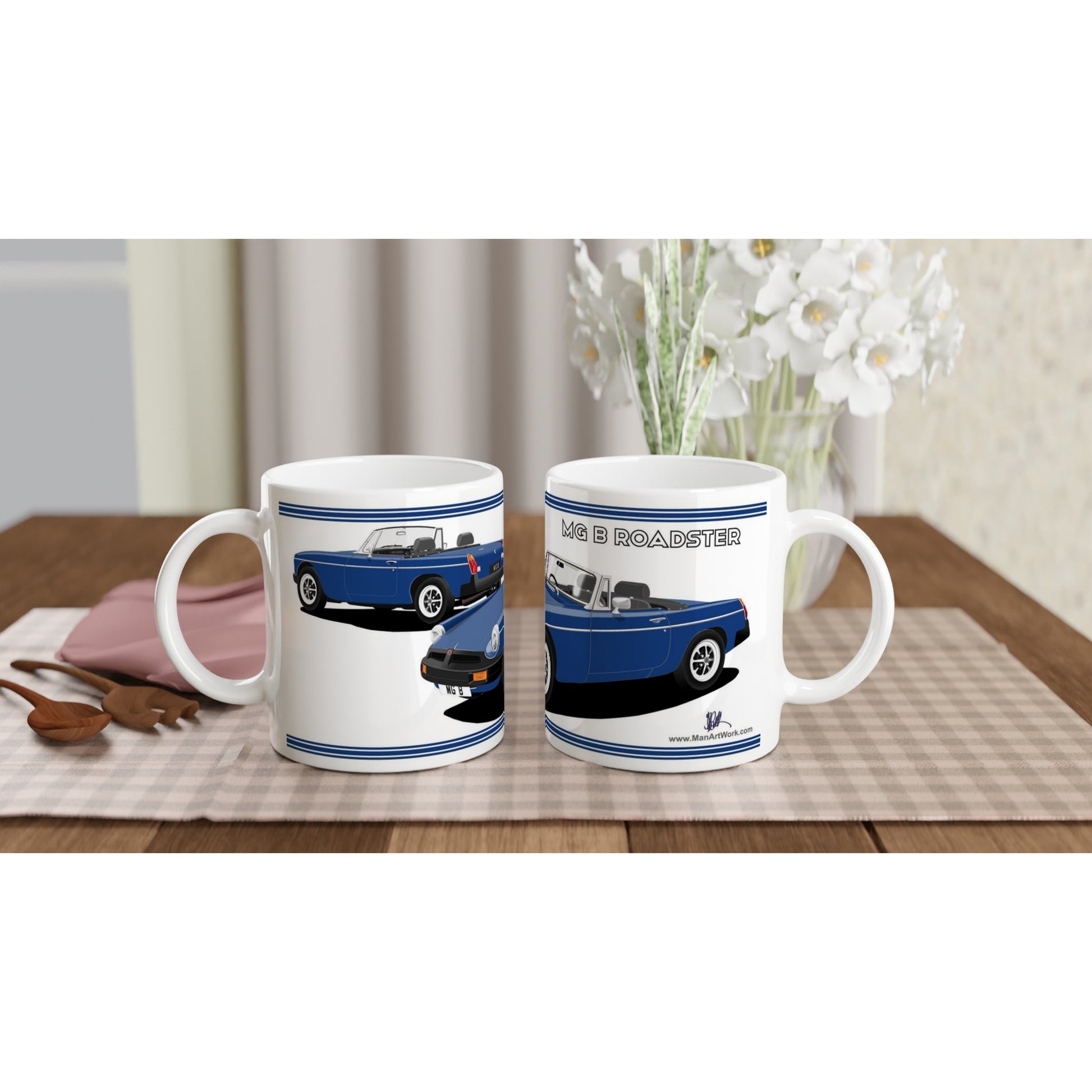 MG B Roadster Mk4 in Dark-Blue Art Mug