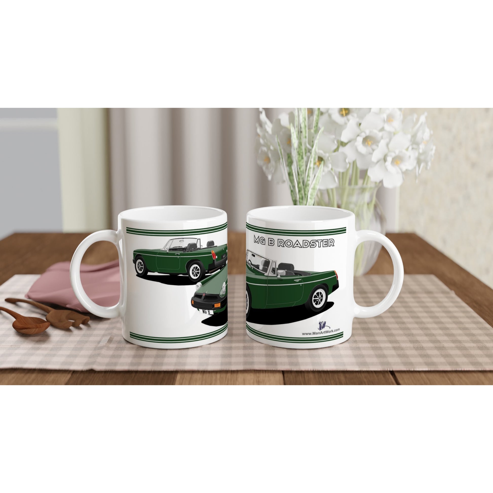 MG B Roadster Mk4 in Dark-Green Art Mug