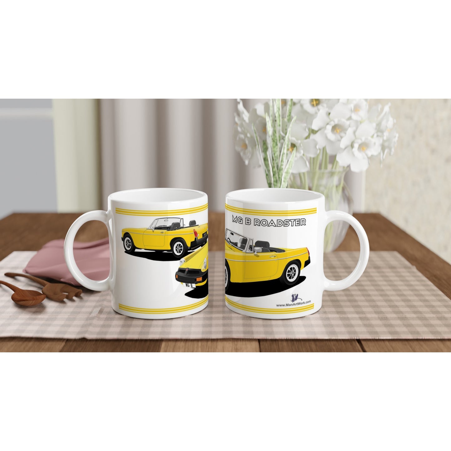 MG B Roadster Mk4 in Yellow Art Mug
