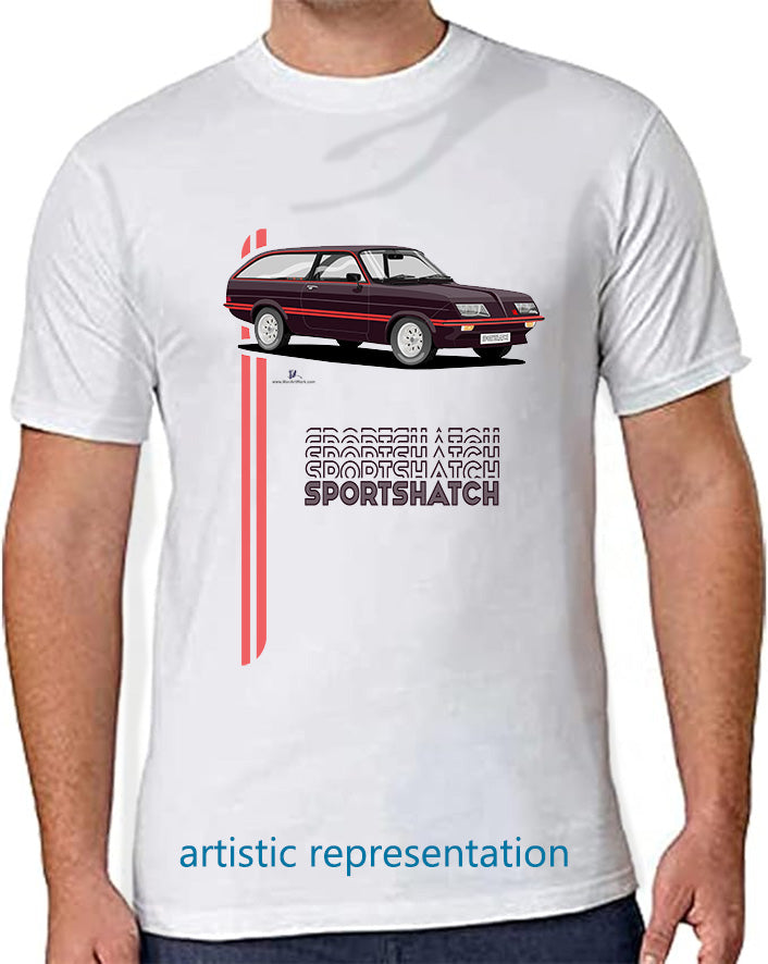 Vauxhall Magnum Sportshatch in Wine art T Shirt (Stripes)