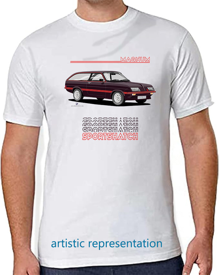 Vauxhall Magnum Sportshatch in Wine art T Shirt (Words)