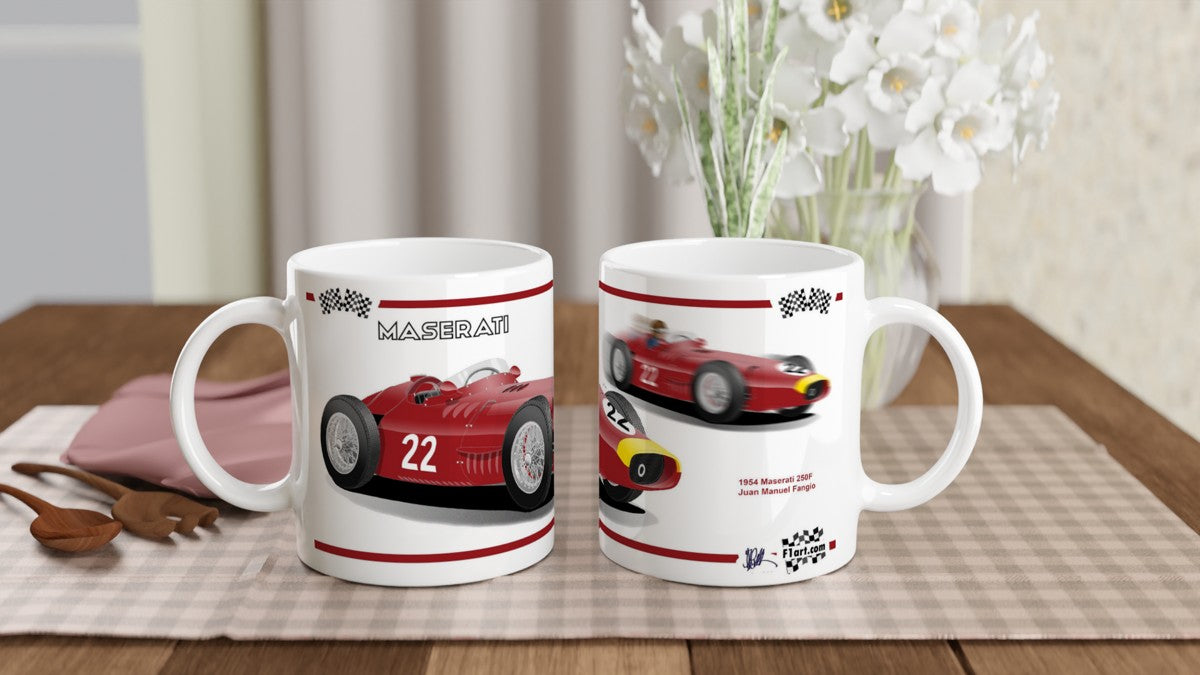 Maserati 250F 1954 F1 Motor Racing Art Mug