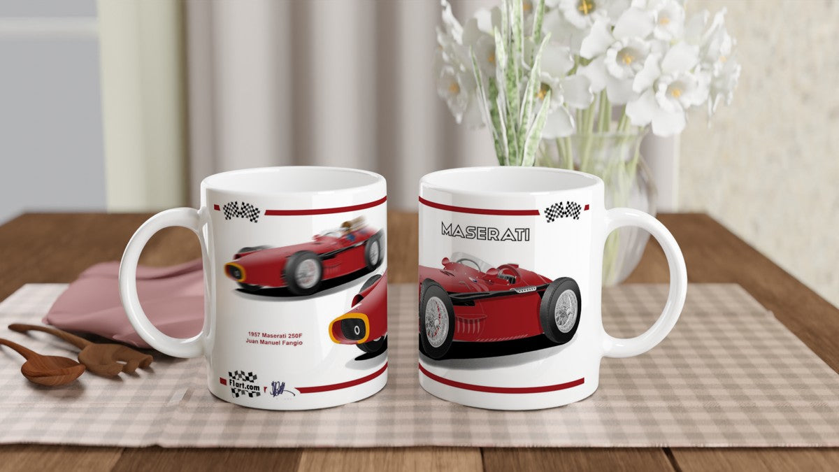 Maserati 250F 1957 F1 Motor Racing Art Mug