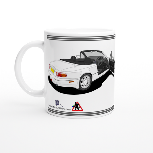 Mazda MX-5 Mk1 in White Art Mug