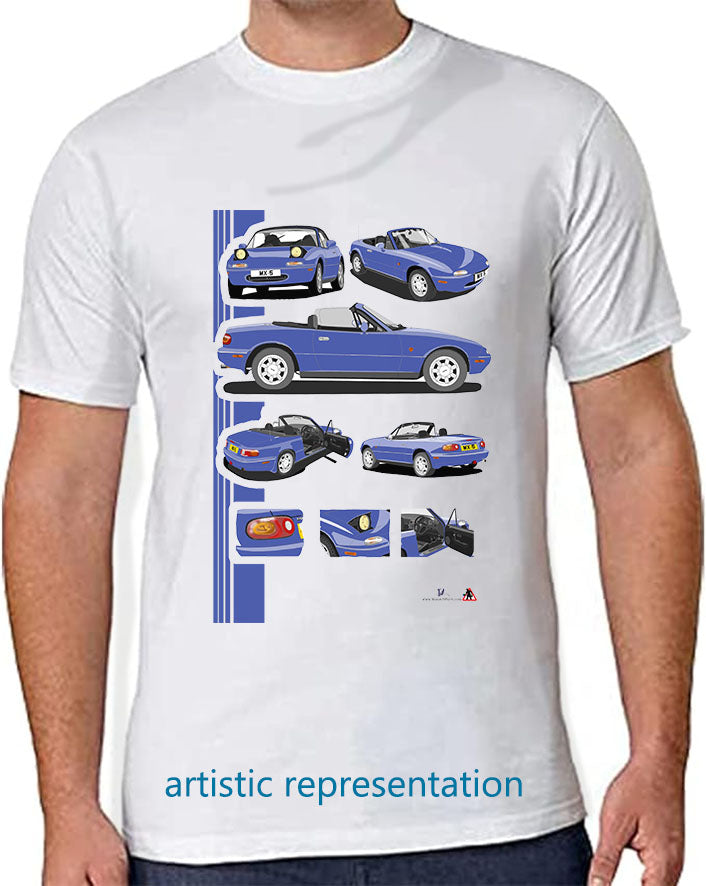 Mazda MX-5 Mk1 in Blue T Shirt