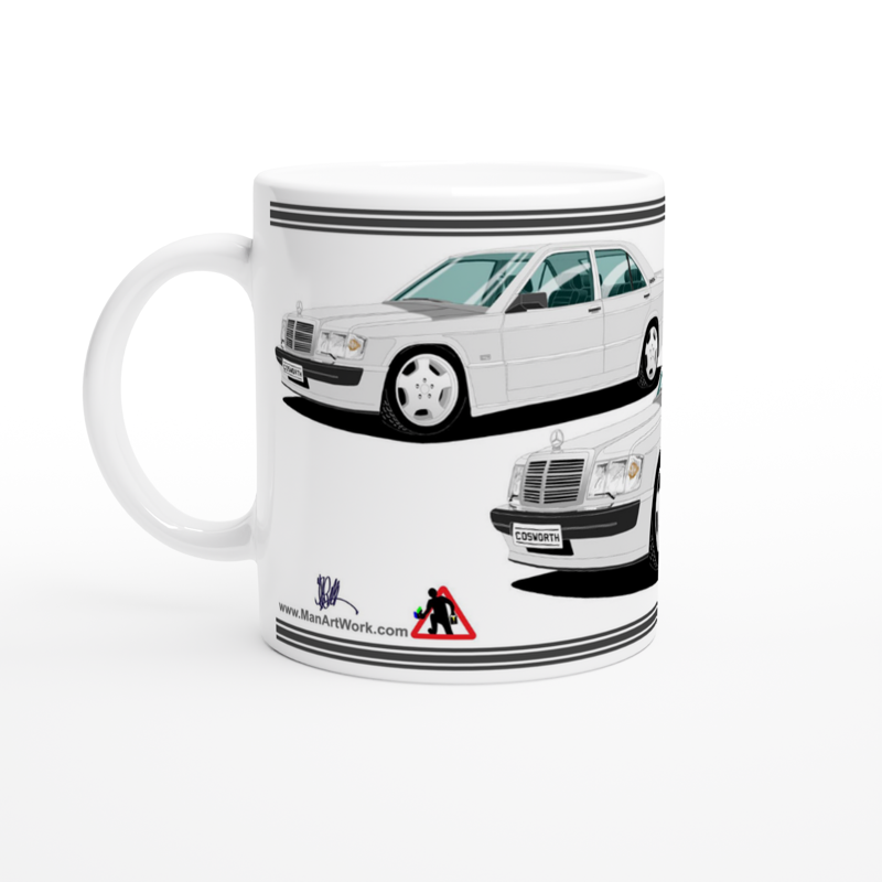 Mercedes 190E Cosworth in Silver Art Mug