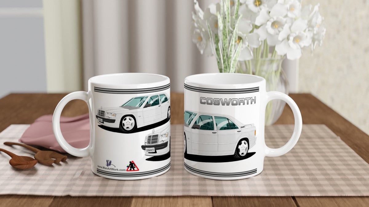 Mercedes 190E Cosworth in Silver Art Mug