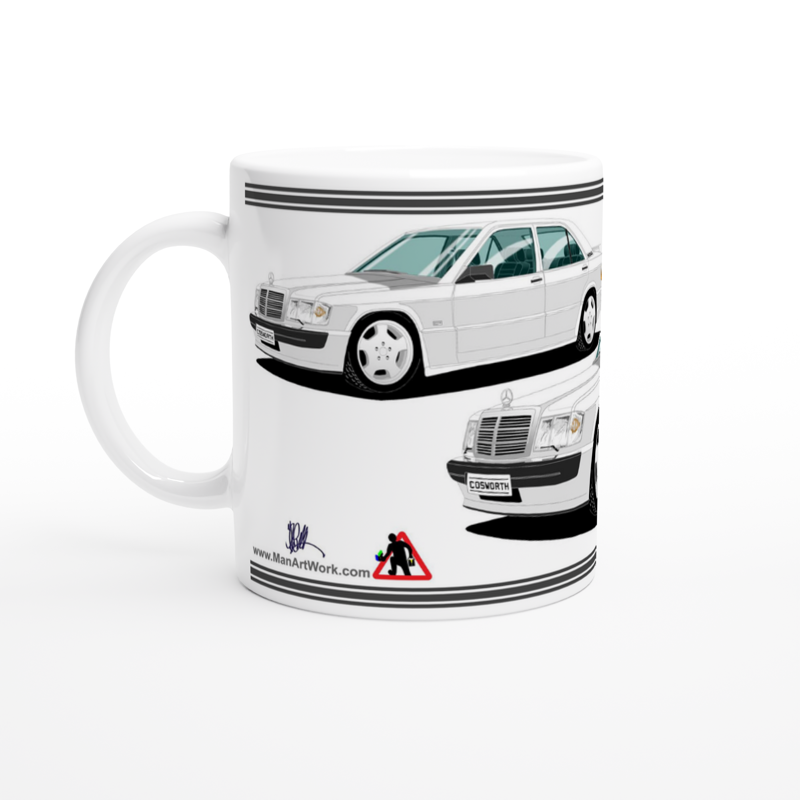 Mercedes 190E Cosworth in White Art Mug