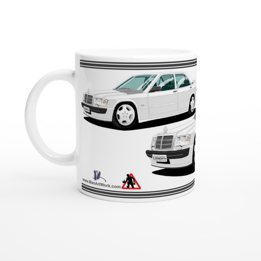 Mercedes 190E Cosworth in White Art Mug