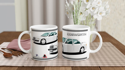 Mercedes 190E Cosworth in White Art Mug