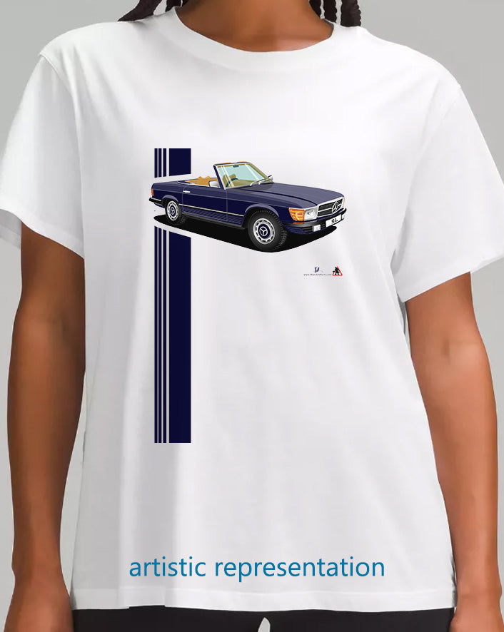 Mercedes SL (R107) in Blue and Tan T Shirt