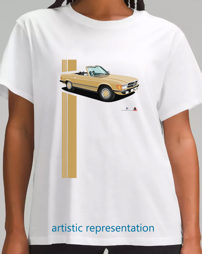 Mercedes SL (R107) in Gold and Black T Shirt