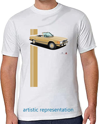 Mercedes SL (R107) in Gold and Black T Shirt