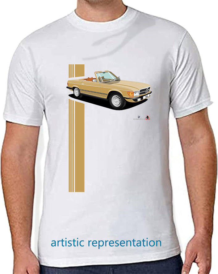 Mercedes SL (R107) in Gold and Brown T Shirt