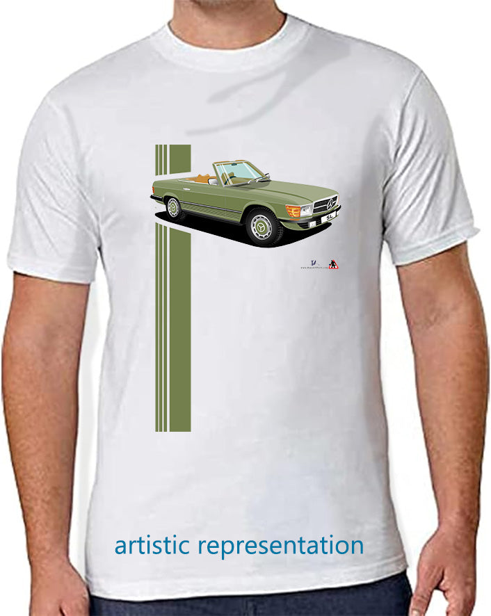 Mercedes SL (R107) in Green and Tan T Shirt