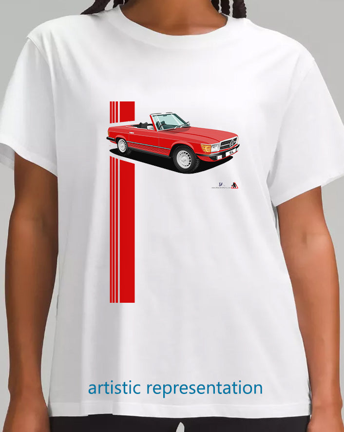 Mercedes SL (R107) in Red and Black T Shirt