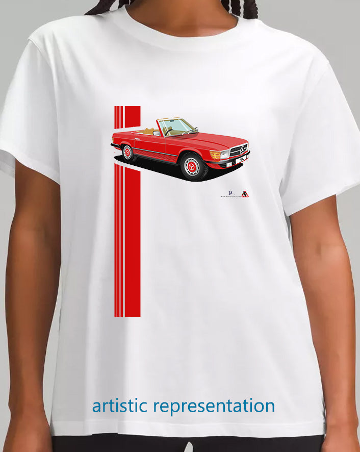 Mercedes SL (R107) in Red and Tan T Shirt