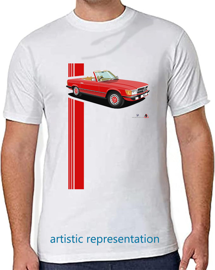 Mercedes SL (R107) in Red and Tan T Shirt