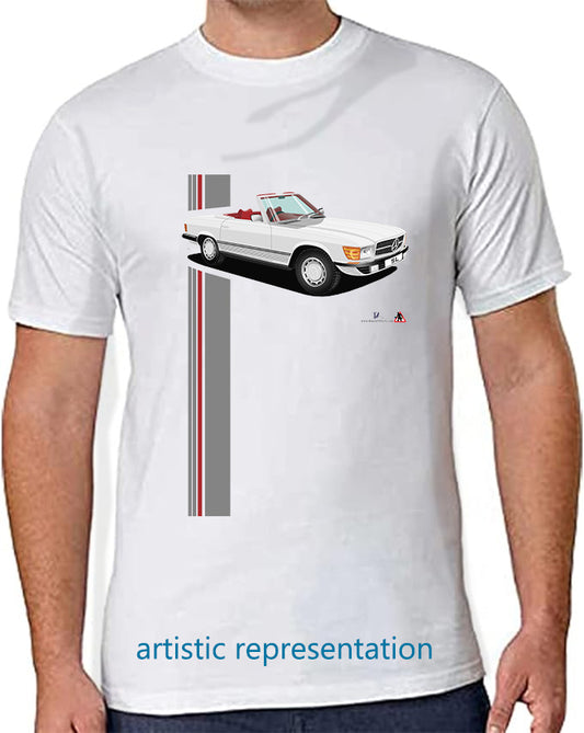 Mercedes SL (R107) in Silver and Red T Shirt