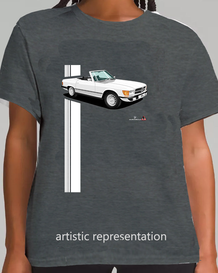 Mercedes SL (R107) in White and Black T Shirt