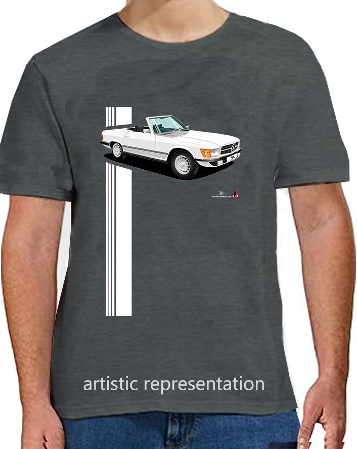 Mercedes SL (R107) in White and Black T Shirt