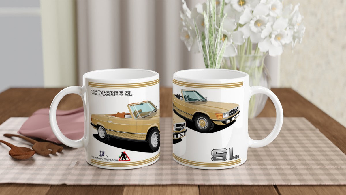 Mercedes R107 SL in Gold Art Mug